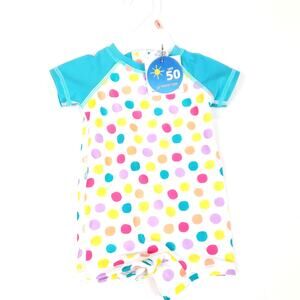 Wave Zone Polka Dot One Piece Swimsuit Unsex Size 0-3 Months Baby UPF 50 Resort